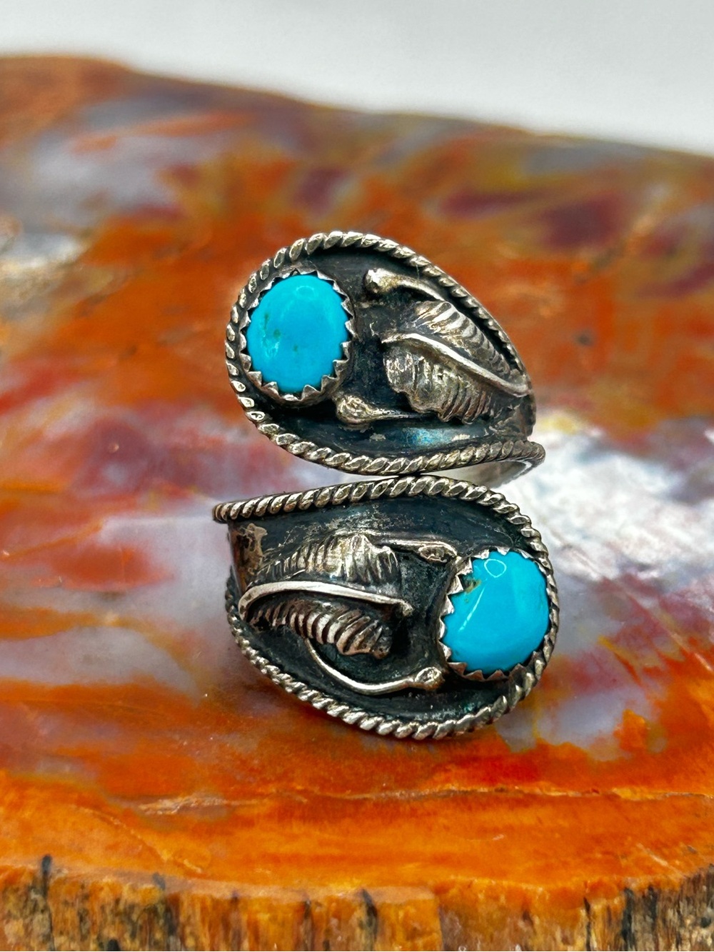 Southwest Sterling Silver Turquoise Ring - Size 6.5